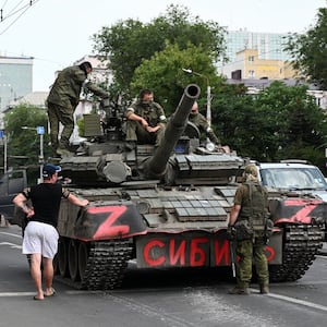 Wagner fighters on the streets of Rostov-on-Don during attempted coup in Russia.