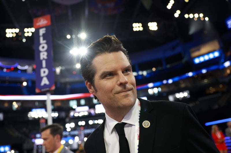 Rep. Matt Gaetz (R-FL) is seen during preparations on the second day of the Republican National Convention.