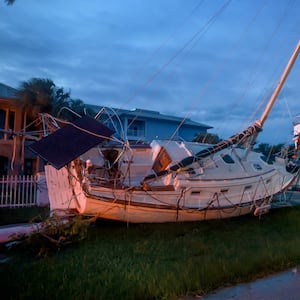 Boats pushed inland after hurricane