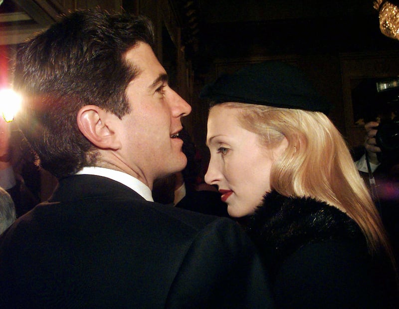 John F. Kennedy Jr. and Carolyn Bessette-Kennedy arrive at La Scala theatre in Milan for a performance of "MacBeth" on December 7, 1997.