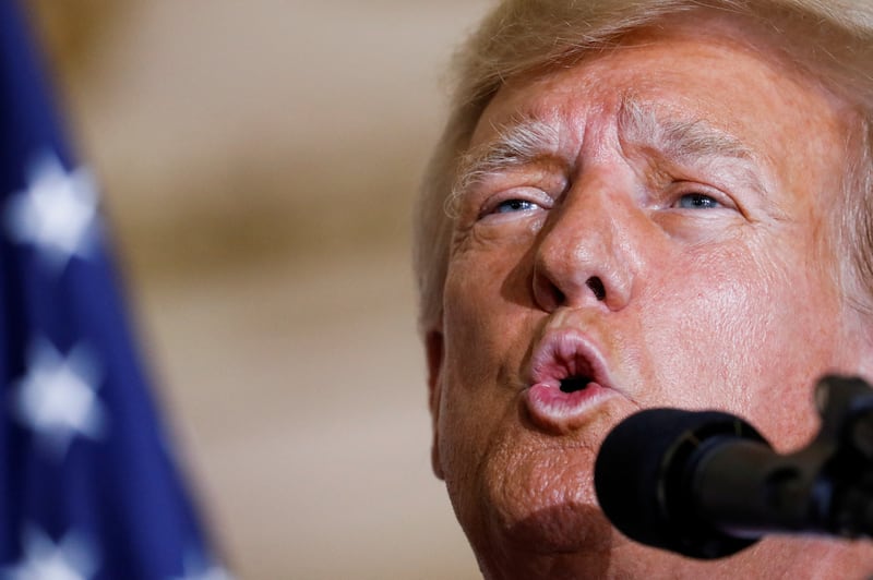 Former President Donald Trump delivers remarks on the day of his court appearance in New York after being indicted by a Manhattan grand jury