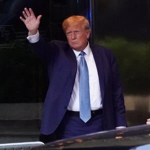 Former U.S. President Donald Trump arrives at Trump Tower after giving a deposition to New York Attorney General Letitia James.