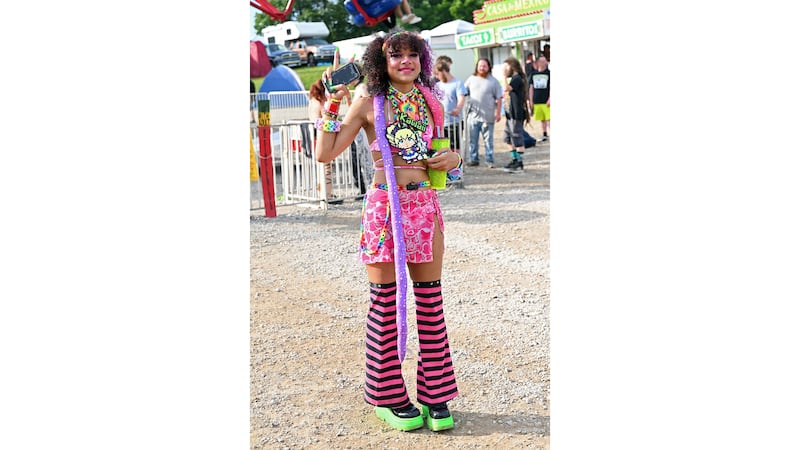 A fan poses at the 2023 Gathering of the Juggalos