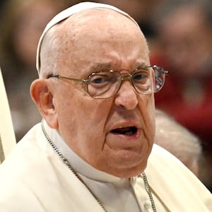 Pope Francis takes part in an audience to the pilgrims of Santiago de Compostela in Saint Peter's Basilica at the Vatican on December 19, 2024. (Photo by Tiziana FABI / AFP) (Photo by TIZIANA FABI/AFP via Getty Images)