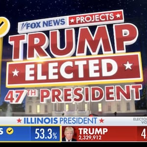 A Fox News graphic shows the network calling the election for Donald Trump