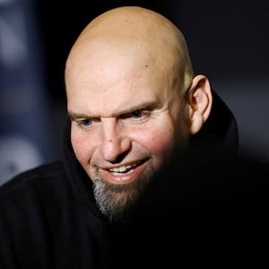 Pennsylvania Democratic U.S. Senate candidate John Fetterman greets supporters at a campaign rally