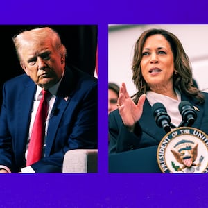 A photo illustration of Donald Trump and Kamala Harris.