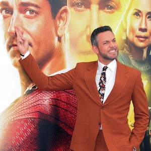 Zachary Levi attends the world premiere of “Shazam! Fury of the Gods” at the Regency Village Theatre in Los Angeles, March 14, 2023.