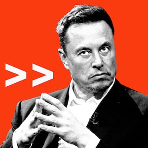 An illustration including a photo of Elon Musk