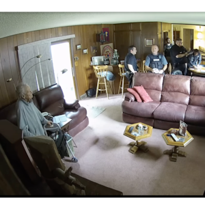 Publisher Joan Meyer of the Marion County Record stood up to police officers in a video of raid on her home. She died a day afterwards from shock. 