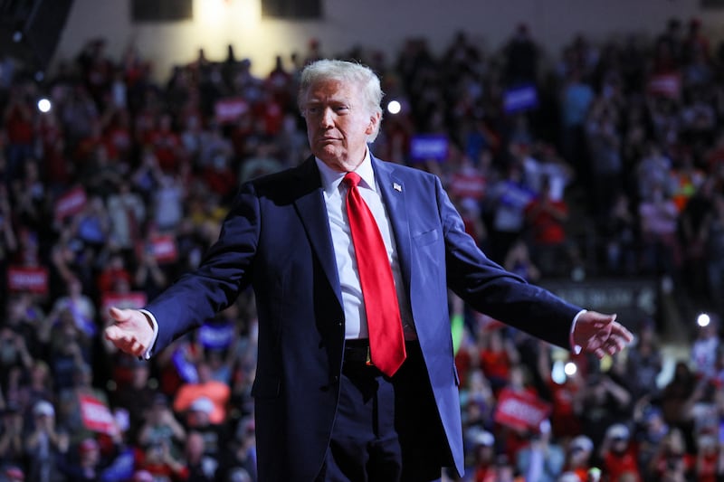 Republican presidential nominee and former U.S. President Donald Trump attends a campaign rally, in Salem, Virginia, U.S. November 2, 2024. REUTERS/Brian Snyder