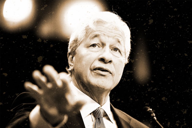 A photo illustration showing Jamie Dimon.