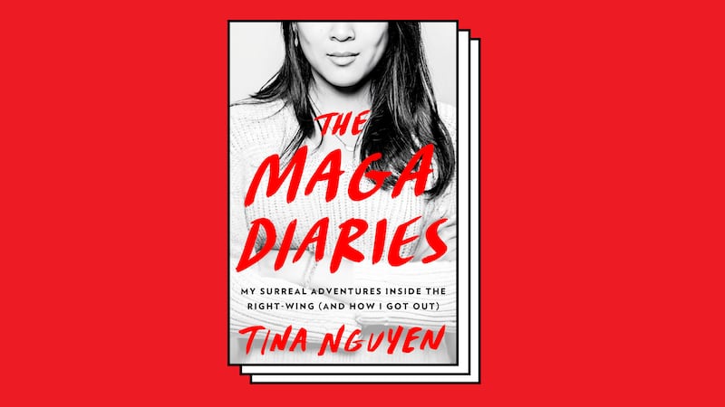 A photo including the key art to the book cover The MAGA Diaries