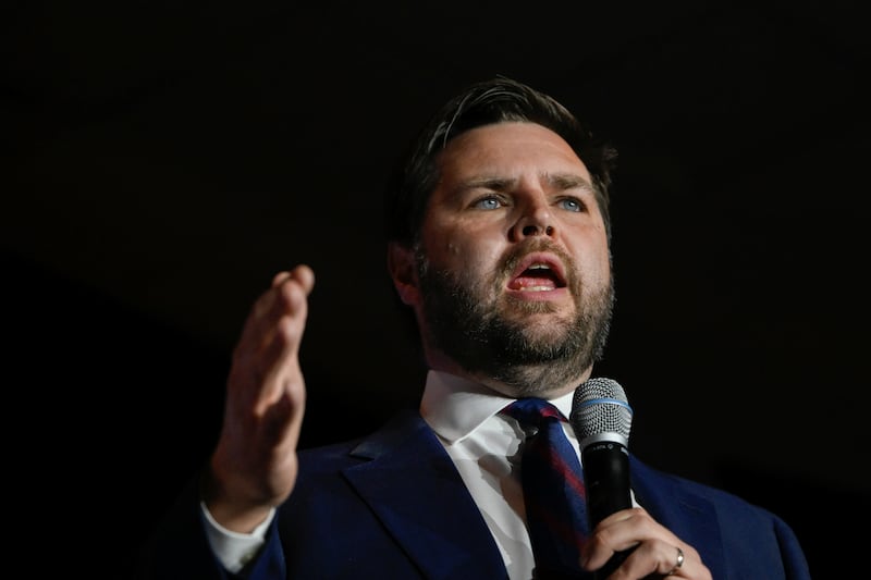 JD Vance speaks to supporters at an election party after winning the primary in Cincinnati, Ohio, U.S. May 3, 2022. 