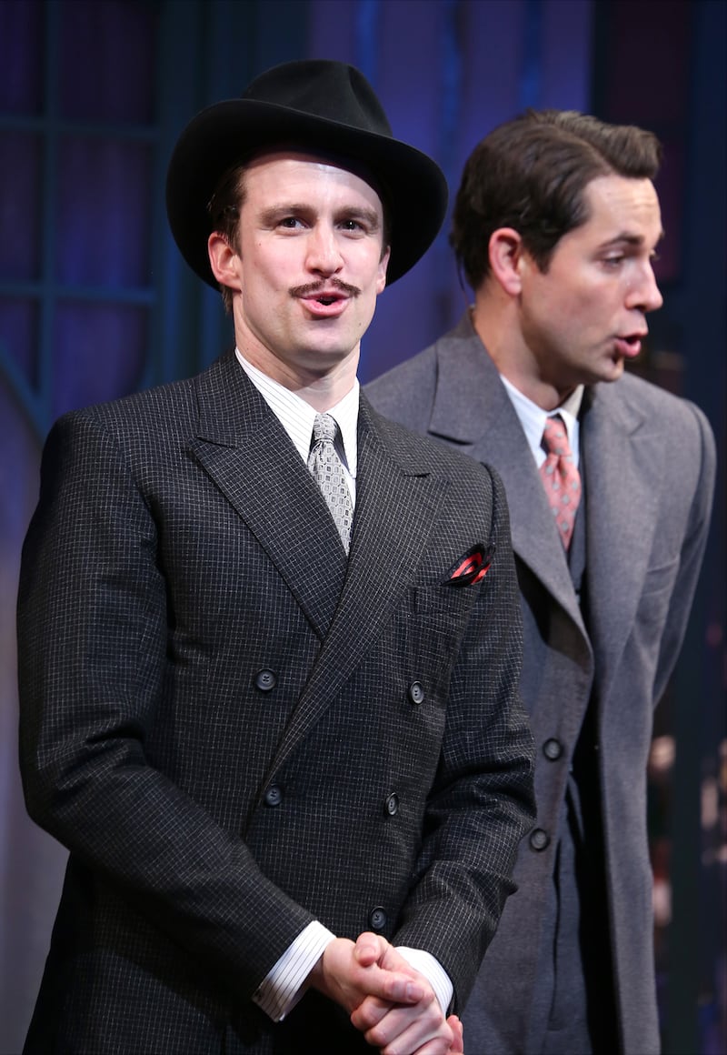 Gavin Creel and Zachary Levi during the Broadway Opening Night Performance curtain call bows for 'She Loves Me' at Studio 54 on March 17, 2016 in New York City.