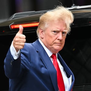 Former U.S. President Donald Trump leaves Trump Tower to meet with New York Attorney General Letitia James for a civil investigation on August 10, 2022 in New York City.