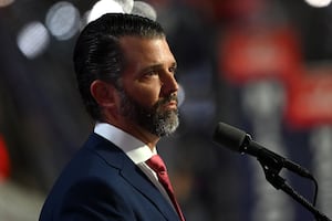 Donald Trump Jr., son of former U.S. President Donald Trump speaks on stage  on the third day of the Republican National Convention at the Fiserv Forum on July 17, 2024 in Milwaukee, Wisconsin.