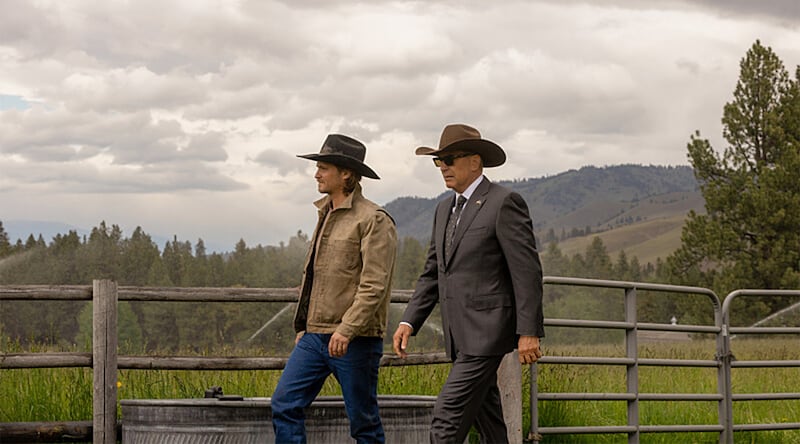 Luke Grimes and Kevin Costner.