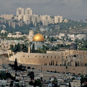 A general view of East Jerusalem and the Dome of the Rock at the Al-Aqsa Mosque compound