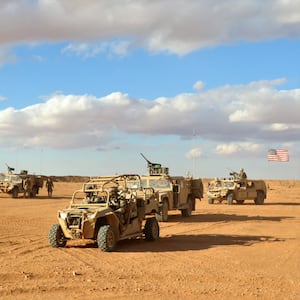 5th Special Forces Group (A) Operation Detachment Bravo 5310 arrives to meet Major General James Jarrard at the Landing Zone at base camp Al Tanf Garrison in southern Syria.