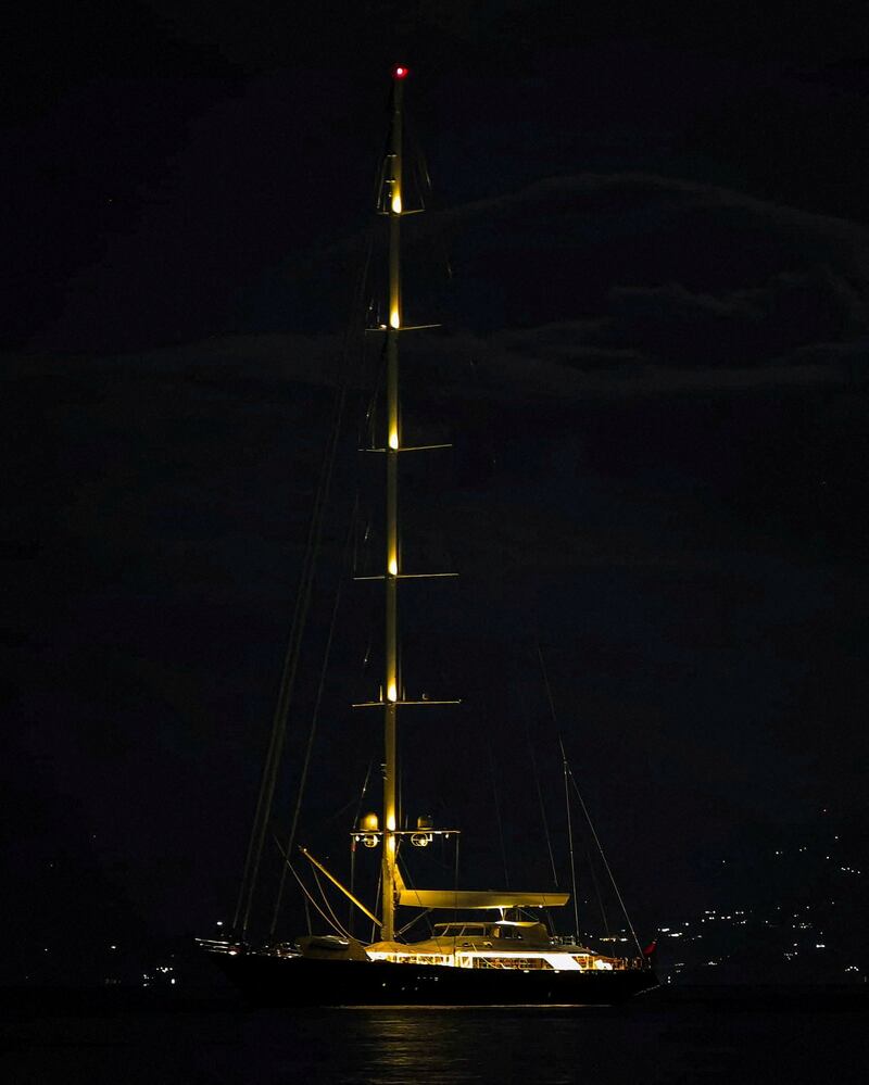 Bayesian, a 56-meter-long sailboat, which later sank off the Sicilian capital Palermo, is seen in Santa Flavia, Italy August 18, 2024 in this picture obtained from social media.