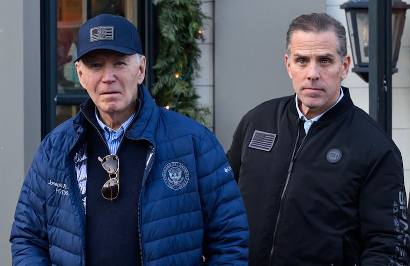 Joe Biden, left, and son Hunter Biden, in Nantucket, Massachusetts, Nov. 29, 2024.