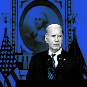 An illustration including a photo of U.S. President Joe Biden