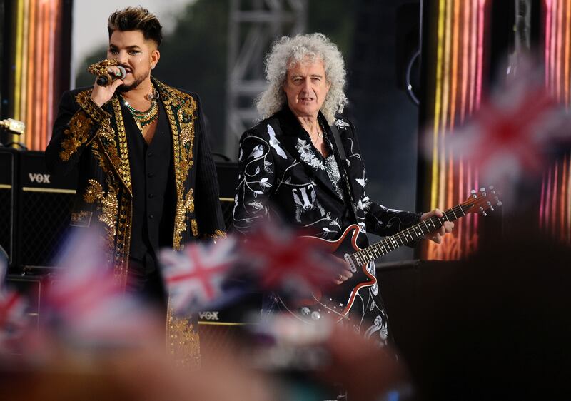 "Queen + Adam Lambert" perform at Queen Elizabeth's Platinum Jubilee concert in front of Buckingham Palace, London, Britain June 4, 2022.