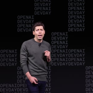 OpenAI CEO Sam Altman speaks during the OpenAI DevDay event on November 06, 2023 in San Francisco, California.