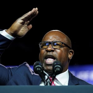 Rep. Jamaal Bowman (D-NY) speaks prior to President Joe Biden delivering remarks. 