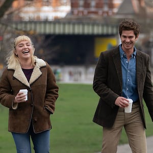 A still from We Live in Time featuring Andrew Garfield and Florence Pugh.