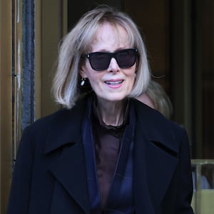 Magazine Columnist E. Jean Carroll leaves after her civil trial against former President Donald Trump at Manhattan Federal Court