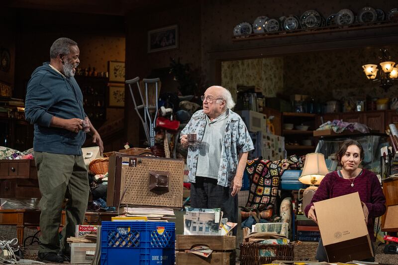 (l to r): Ray Anthony Thomas (Foster), Danny DeVito (Sam), and Lucy DeVito (Amelia) in Roundabout Theatre Company’s world-premiere production of 'I Need That.'