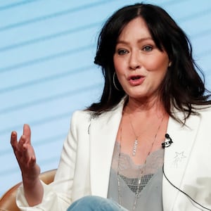 Shannen Doherty speaks during a panel for the Fox television series “BH90210” at the Summer TCA (Television Critics Association) Press Tour in Beverly Hills, California, U.S., August 7, 2019.