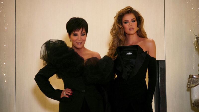 A photo including an episodic still from the show The Kardashians