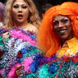 Drag queens at a Pride parade in New York