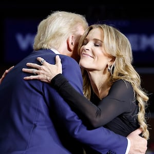 Donald Trump greets Megyn Kelly