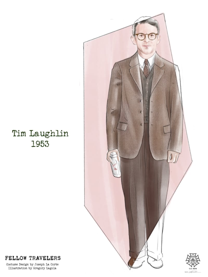 Costume design of Tim Laughin played by Jonathan Bailey in Fellow Travelers.