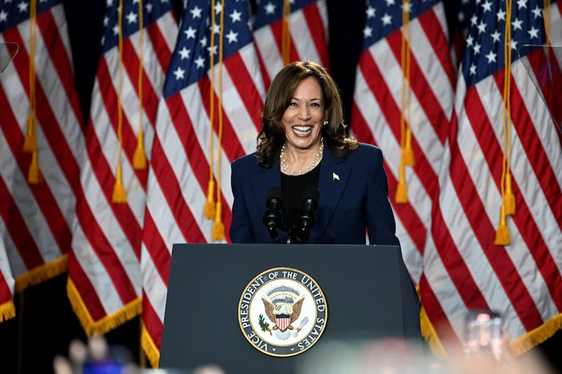 Kamala Harris at a campaign event at West Allis Central High School, in West Allis, Wisconsin, U.S., July 23, 2024.