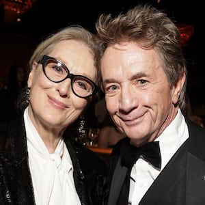 A photo of Meryl Streep and Martin Short at the 81st Annual Golden Globe Awards