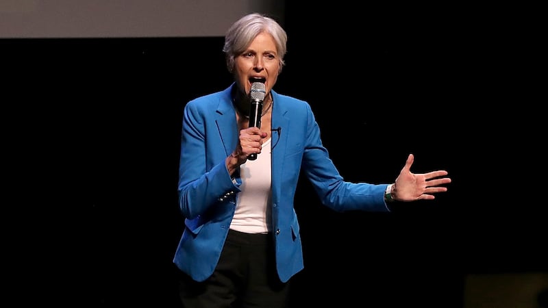 Green party nominee Jill Stein speaks during a campaign rally at the Hostos Center for the Arts & Culture in New York City.