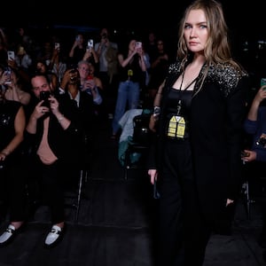 Anna Delvey manages designer's Shao Yang runway show at New York Fashion Week on September 11, 2023 in New York City.