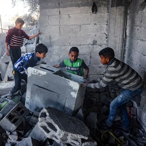 Palestinian children in Rafah.