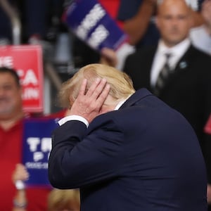 Donald Trump claims he didn’t hear Tony Hinchcliffe’s racist joke about Puerto Rico at his rally in Madison Square Garden.