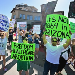 Pro-abortion rights demonstrators rally in Scottsdale, Arizona