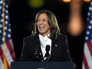 WASHINGTON, DC - OCTOBER 29: Democratic presidential nominee U.S. Vice President Kamala Harris smiles during a campaign rally on the Ellipse on October 29, 2024 in Washington, DC. With one week remaining before Election Day, Harris delivered her “closing argument,” a speech where she outlined her plan for America and urged voters to “turn the page” on Republican presidential nominee, former U.S. President Donald Trump. (Photo by Kent Nishimura/Getty Images)