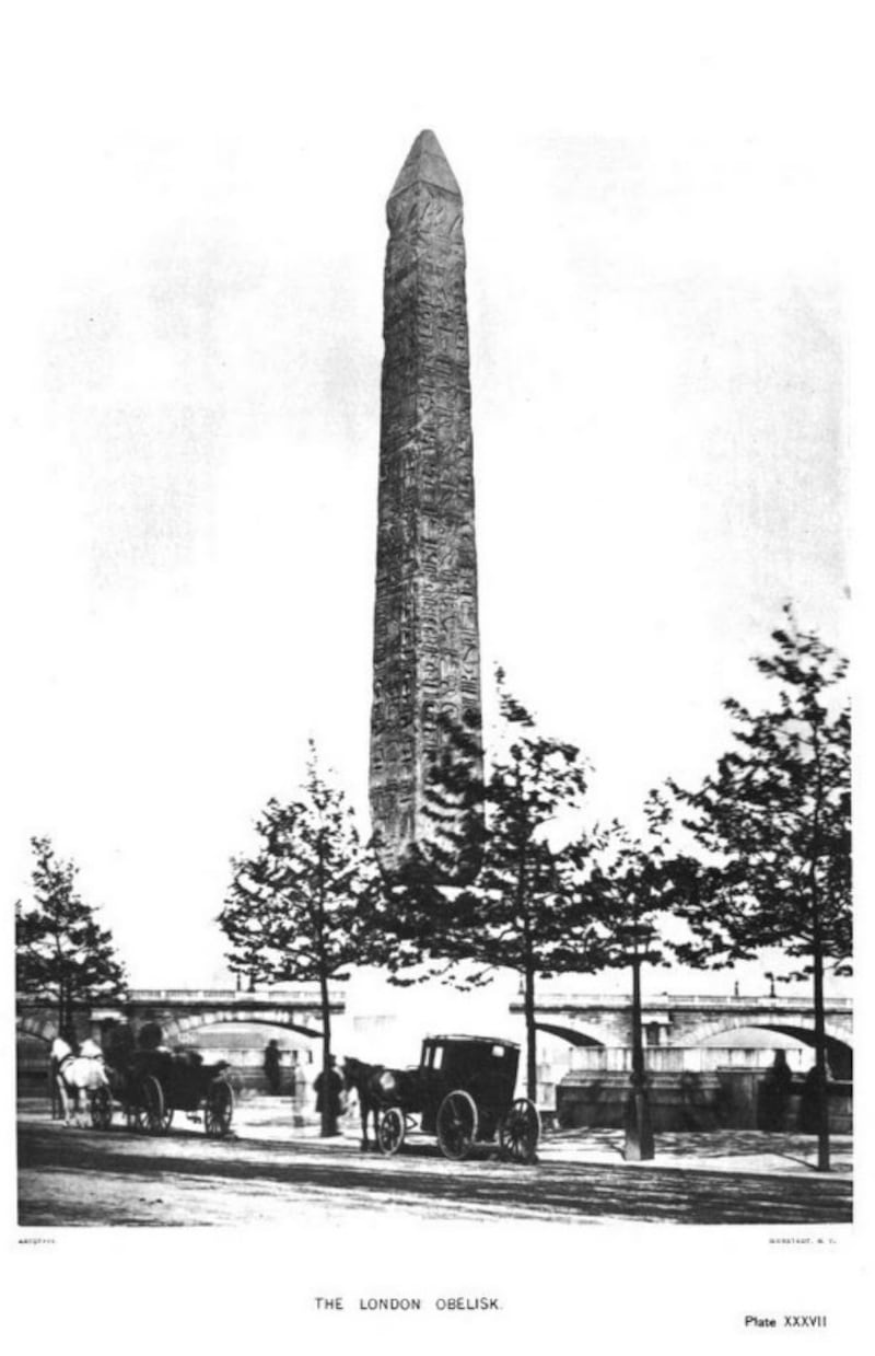 London---Obelisk-in-place-on-the-Thames---Egyptian-Obelisks-by-Gorringe-1885_ngx9mu