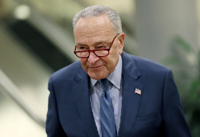 Senate Majority Leader Charles Schumer (D-NY) walks through the subway at the U.S. Capitol.