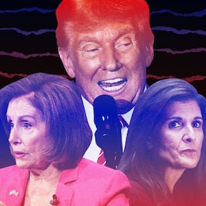 A photo illustration showing Nikki Haley, Nancy Pelosi and Donald Trump. 