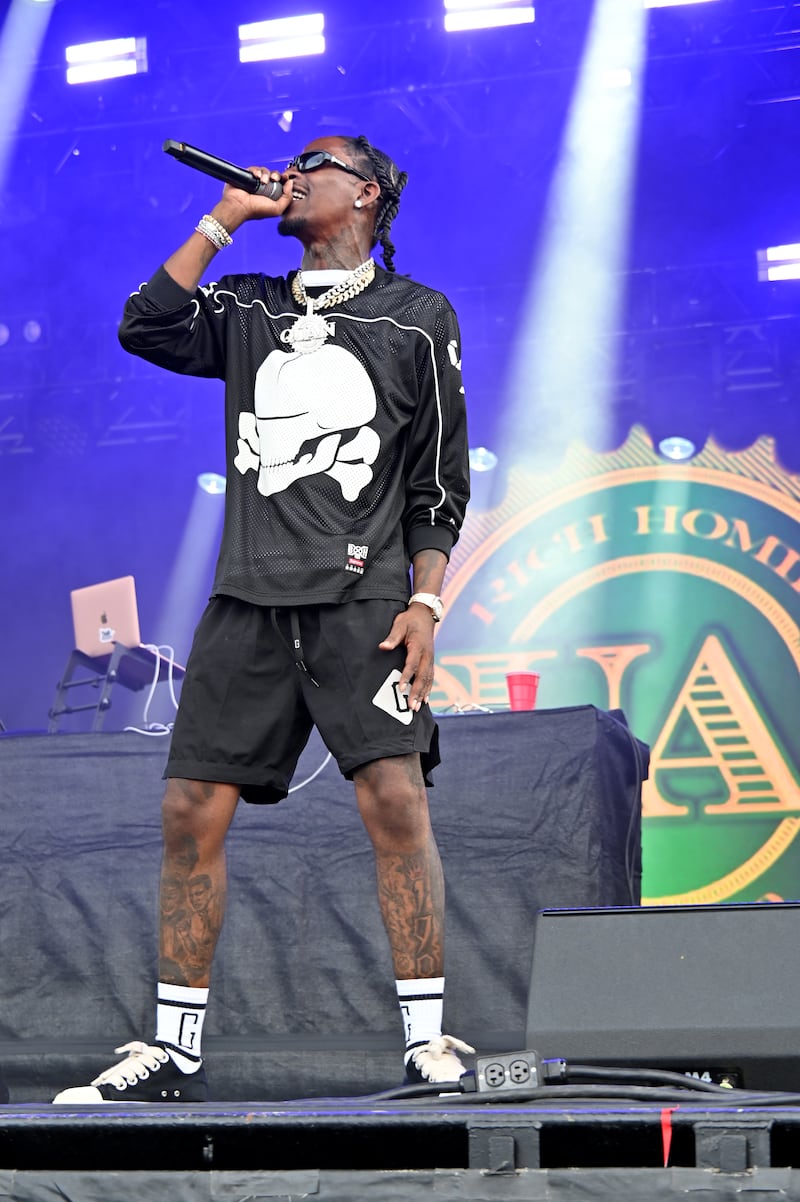 Rich Homie Quan performs at the inaugural 2024 Gazebo Festival at Waterfront Park on May 25, 2024 in Louisville, Kentucky.